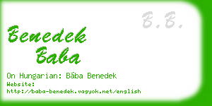 benedek baba business card